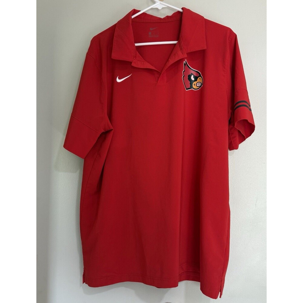 Nike Dri Fit Louisville Cardinals Polo Golf shirt Men's XL Red short sleeve
